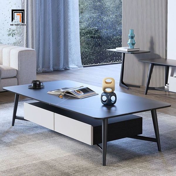 bàn sofa phòng khách mặt đá đen hiện đại, bàn sofa 1m1 x 55 cho gia đình