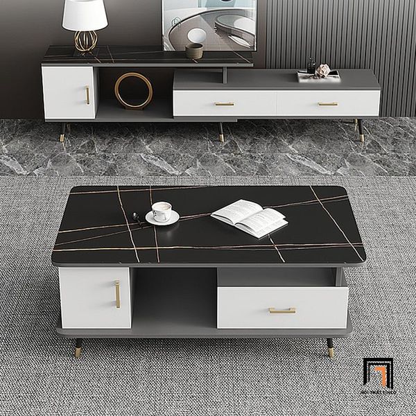 bàn sofa cao cấp phòng khách mặt đá trắng, bàn sofa 1m x 50 sang trọng