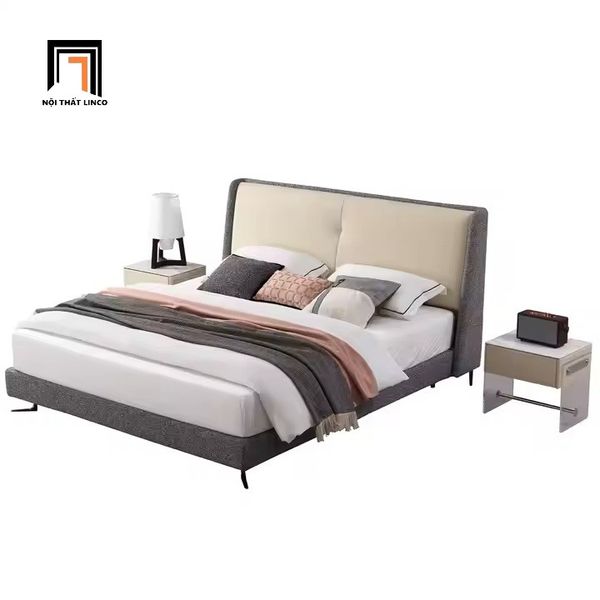 giường ngủ, giường, giường ngủ phối màu vải nỉ trẻ trung, giường ngủ bọc nệm, giường 1m6 giá rẻ