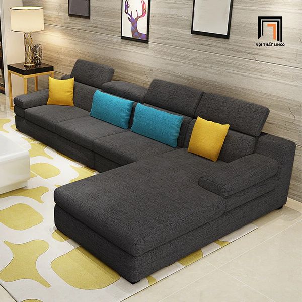 ghế sofa góc, sofa góc chữ l 3m2 x 1m8, bộ ghế sofa phòng khách gia đình diện tích lớn, sofa góc nỉ