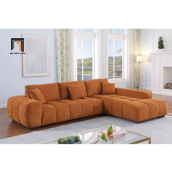 sofa góc L xám đậm vải nỉ, bộ ghế sofa góc gia đình thư giãn 2m4 x 1m6 đẹp
