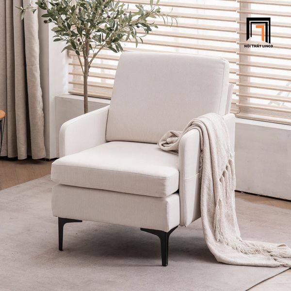 ghế sofa đơn màu xanh dương vải nỉ bố, sofa đơn giá rẻ cho phòng khách