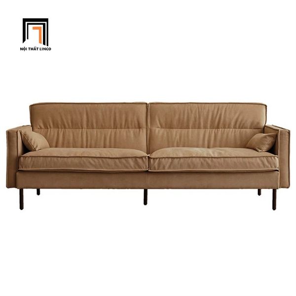 sofa băng, sofa văng, ghế sofa băng vải nhung màu be kem, sofa băng dài 2m căn hộ chung cư