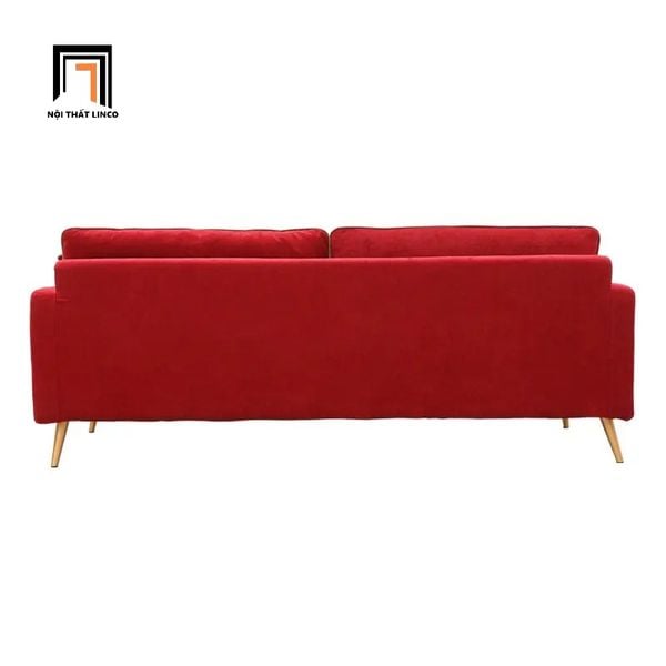 ghế sofa băng màu đỏ đô vải nhung, sofa văng dài nhỏ gọn 2m, ghế sofa băng xinh xắn cho shop tiệm