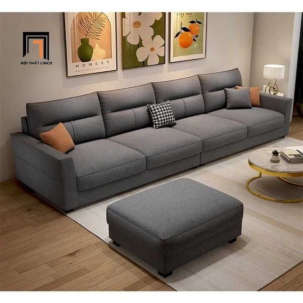 sofa, ghế sofa, bộ ghế sofa băng 3m vải nỉ xám trắng, set ghế sofa phòng khách, ghế sofa băng hiện đại