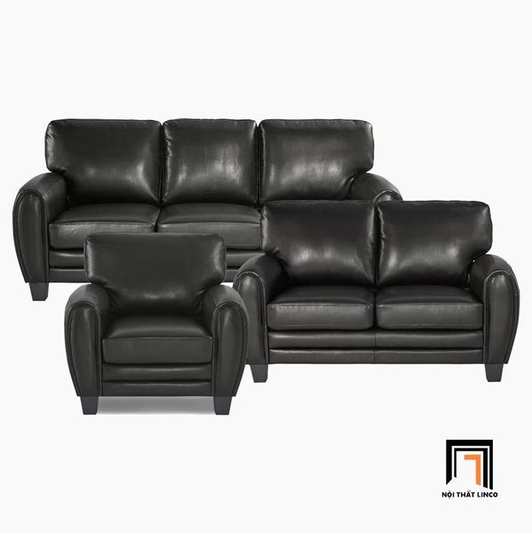 bộ ghế sofa phòng khách màu đen, set ghế sofa phong cách châu Âu