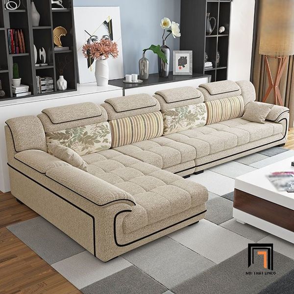bộ ghế sofa góc chữ l cao cấp, sofa góc gia đình vải nỉ sang trọng, sofa góc l 3m6 x 1m75