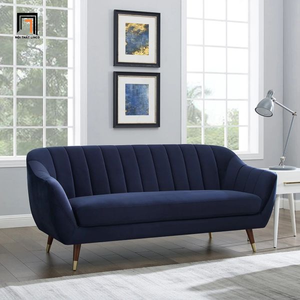 bộ ghế sofa sang trọng vải nhung màu xanh đậm, set ghế sofa cho shop tiệm giá rẻ