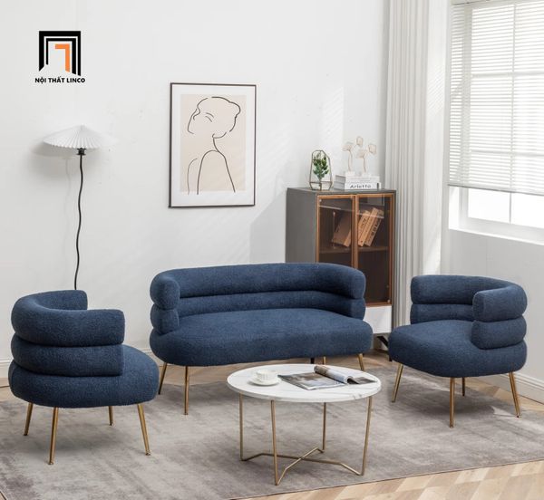 bộ ghế sofa vải lông cừu, set ghế sofa xinh cho shop tiệm trang trí