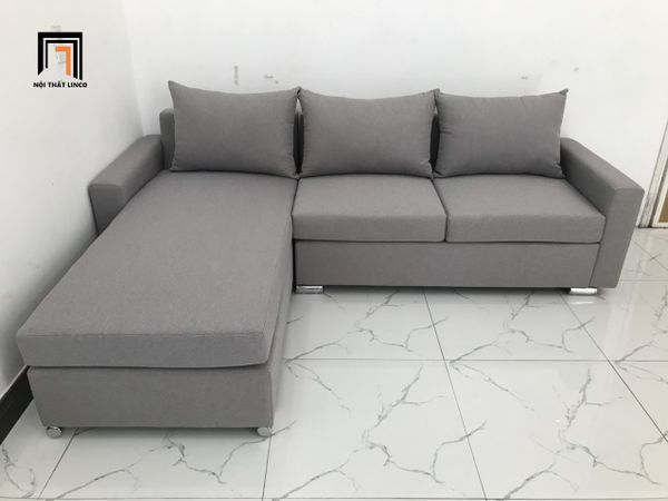 bộ ghế sofa góc L giá rẻ, sofa góc L 2m2 x 1m6 màu xám ghi trắng