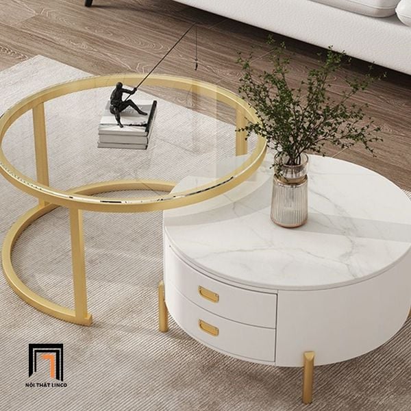 cặp bàn trà cho công sở tiếp khách, cặp bàn sofa đôi hình tròn xinh xắn
