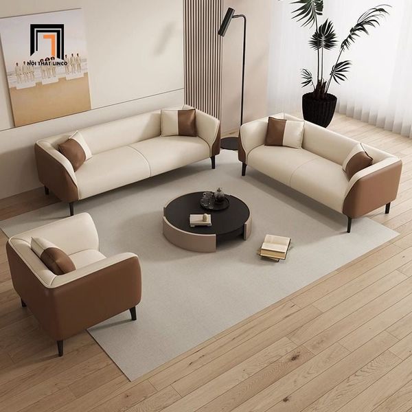 bộ ghế sofa phòng khách da giả, set ghế sofa văn phòng hiện đại phối màu trẻ trung