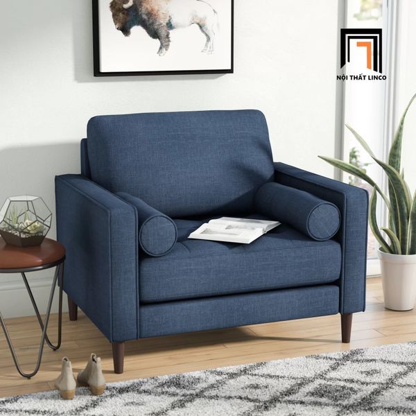 sofa đơn, ghế sofa đơn, sofa đơn phòng khách gia đình, sofa đơn màu xanh đậm vải nỉ, sofa đơn ngồi đọc sách