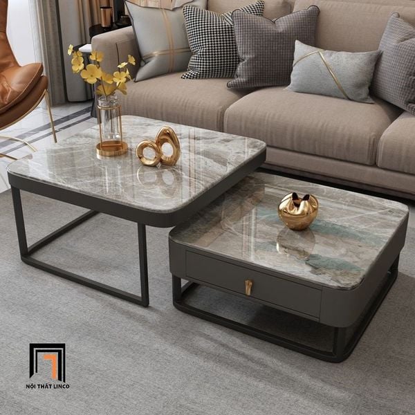 cặp 2 bàn sofa vuông cao cấp, cặp bàn trà kiểu dáng sang trọng