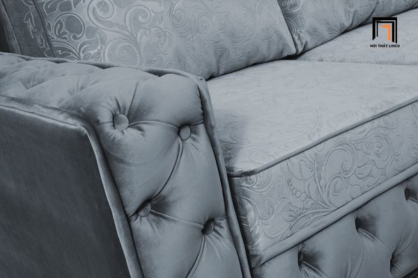 ghế sofa băng dài 2m2, sofa văng giật nút vải nhung sang trọng, sofa băng phòng khách cao cấp