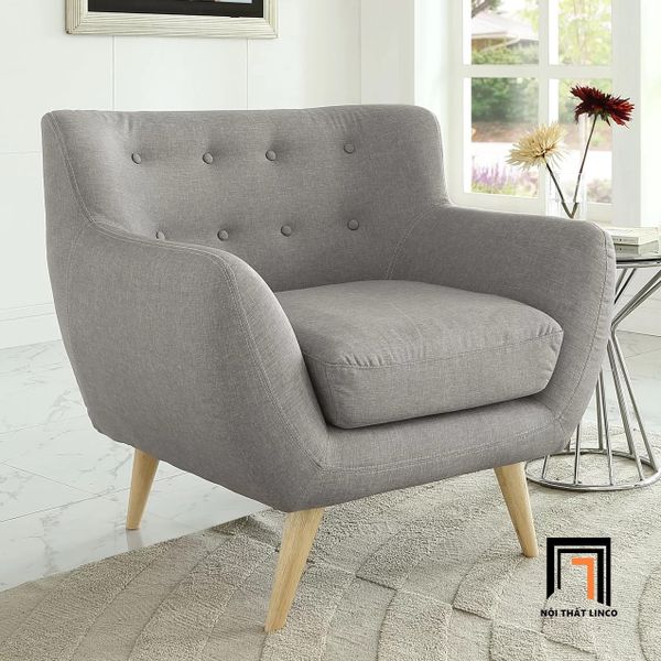 ghế sofa đơn màu xám đen, sofa bọc vải bố giá rẻ, sofa đơn nhỏ cho phòng khách gia đình