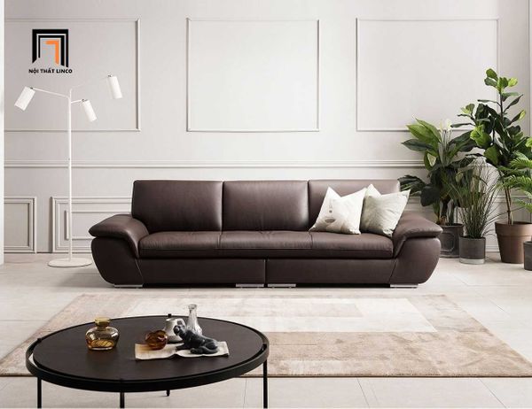 sofa, ghế sofa, sofa băng 2m5, bộ ghế sofa da màu nâu đậm, set ghế sofa phòng khách hiện đại, sofa cao cấp