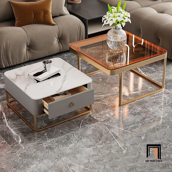 cặp bàn sofa vuông xinh xắn, cặp bàn sofa vuông kiểu dáng hiện đại cho phòng khách