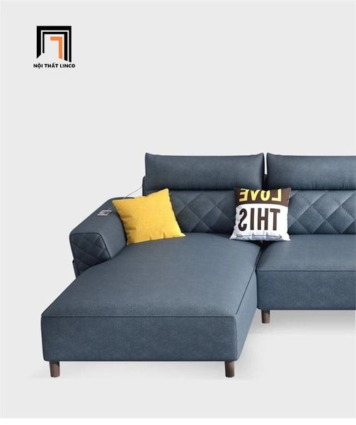 bộ ghế sofa góc L da giả 3m x 1m6, sofa góc phòng khách đẹp sang trọng