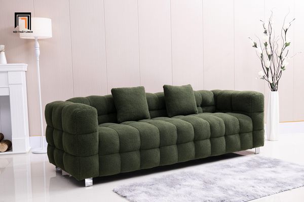 sofa băng vải lông cừu, ghế sofa băng dài 2m cho các shop tiệm, sofa băng xinh xắn