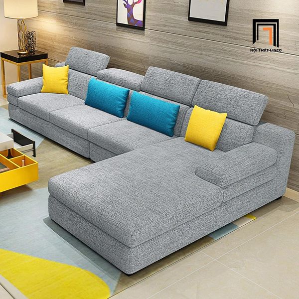 ghế sofa góc, sofa góc chữ l 3m2 x 1m8, bộ ghế sofa phòng khách gia đình diện tích lớn, sofa góc nỉ