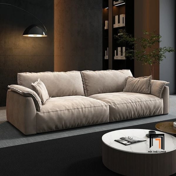 sofa văng, sofa băng, ghế sofa văng dài 2m2 vải nhung, sofa băng hiện đại cho phòng khách căn hộ chung cư