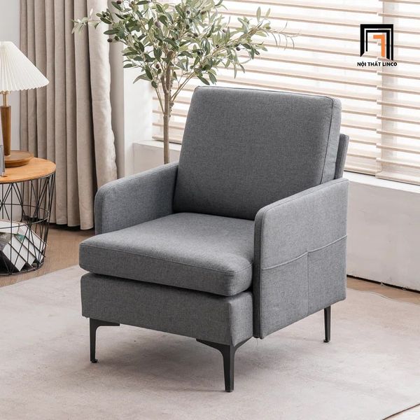ghế sofa đơn màu xanh dương vải nỉ bố, sofa đơn giá rẻ cho phòng khách