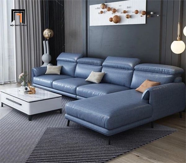 bộ ghế sofa góc L cho phòng khách, sofa chữ L da giả xám đậm 3m x 1m6