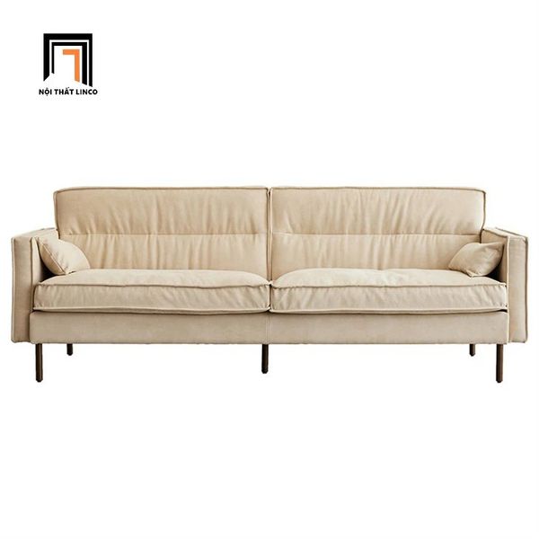 sofa băng, sofa văng, ghế sofa băng vải nhung màu be kem, sofa băng dài 2m căn hộ chung cư