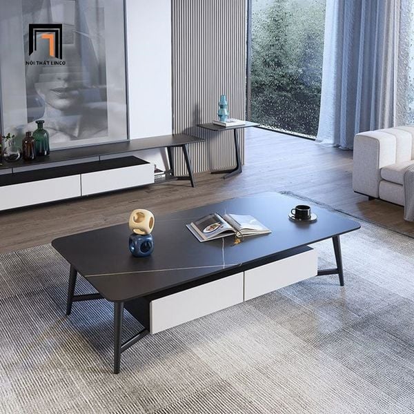 bàn sofa phòng khách mặt đá đen hiện đại, bàn sofa 1m1 x 55 cho gia đình