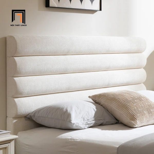 giường, giường ngủ vải nỉ màu be, giường ngủ 1m6 x 2m, giường ngủ xinh xắn, giường ngủ bọc nệm