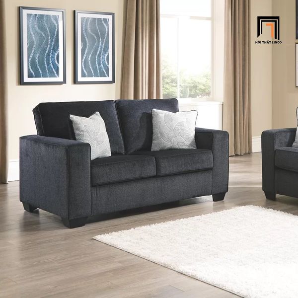 bộ ghế sofa phòng khách gia đình, ghế sofa văn phòng, sofa phòng khách màu xám đen vải nỉ giá rẻ