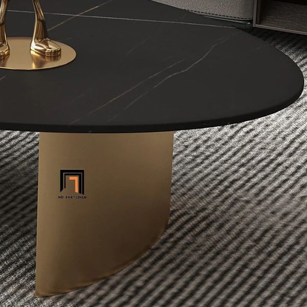 bàn trà mặt đá đen oval 1m x 60, bàn sofa phòng khách hiện đại cho gia đình