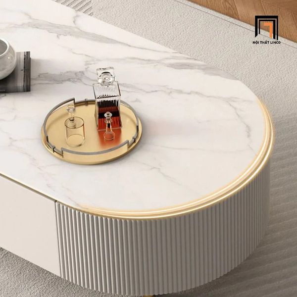 bàn trà hộc kéo trắng kiểu dáng hiện đại, bàn sofa mặt đá cho gia đình