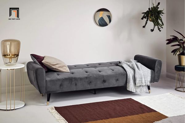 ghế sofa giường bật nằm giá rẻ, sofa băng giường thông minh dài 2m, sofa giường nằm xám đậm