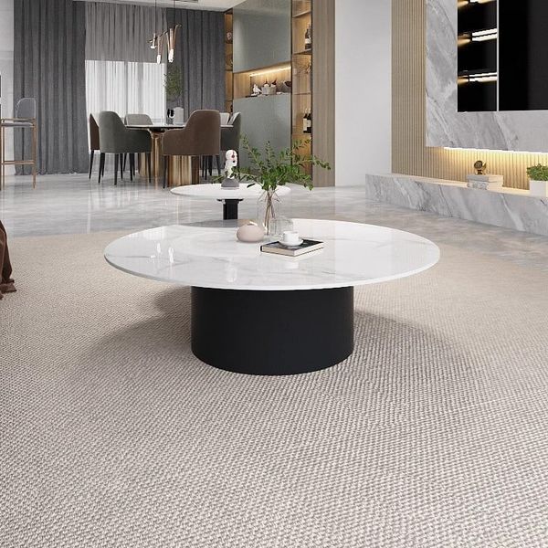 bàn sofa mặt đá ceramic tròn 70cm, bàn sofa phòng khách cao cấp