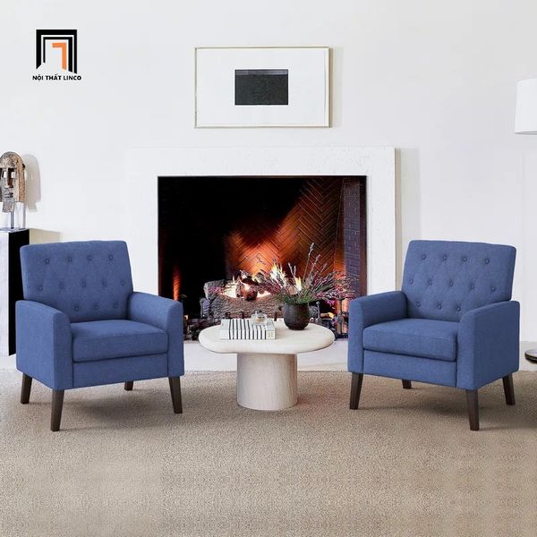 ghế sofa đơn màu xanh lá vải nỉ xinh xắn, sofa đơn giật nút đẹp phòng khách gia đình