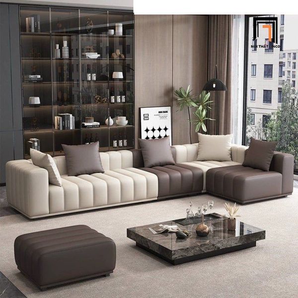 bộ ghế sofa góc L hiện đại nệm chia múi, sofa góc L sang trọng 3m1 x 1m5 phối màu trẻ trung
