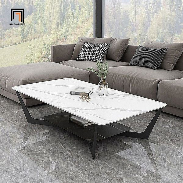 bàn sofa phòng khách mặt đá 2 tầng, bàn sofa cao cấp hiện đại mặt đá