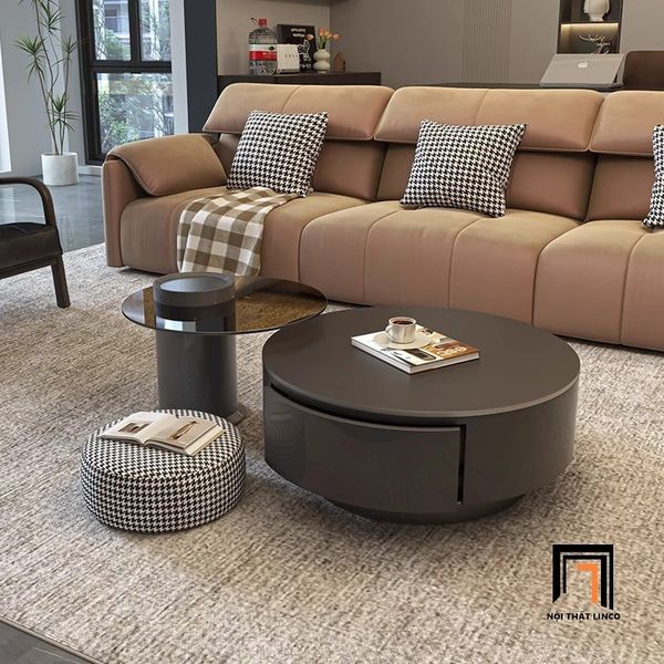 cặp 2 bàn sofa phòng khách hiện đại, cặp bàn sofa mặt tròn