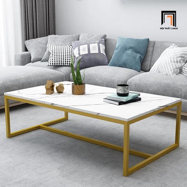 bàn sofa mặt đá chữ nhật giá rẻ, bàn sofa khung chân sắt đen 1m x 50