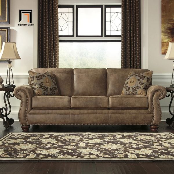bộ ghế sofa phong cách tân cổ điển, set ghế sofa sang trọng bọc da giả