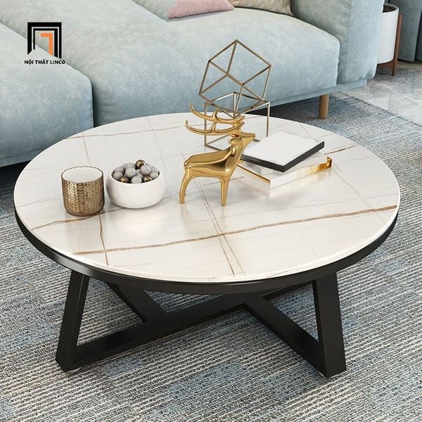 bàn trà mặt đá tròn 70cm, bàn sofa phòng khách xinh xắn cho sảnh chờ shop tiệm