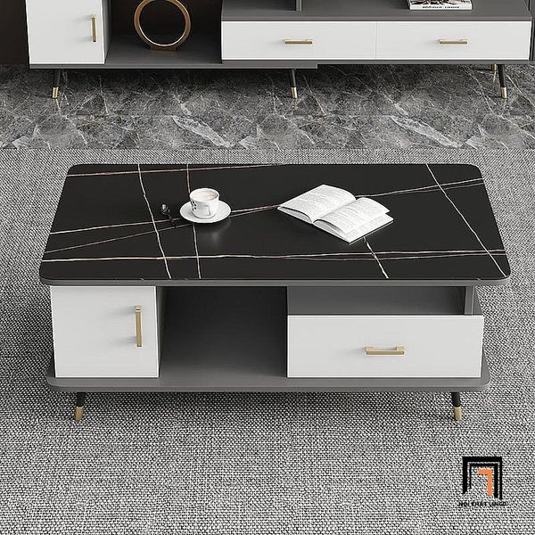 bàn sofa hình hộp chữ nhật 1m x 50, bàn sofa gia đình mặt đá xám ghi
