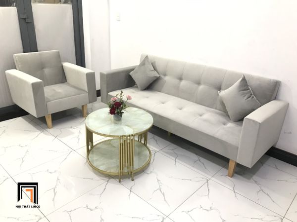 bộ ghế sofa phòng khách giá rẻ vải nhung, combo 2 ghế sofa cho văn phòng màu xám tro