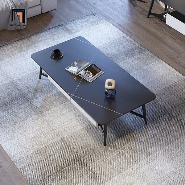 bàn sofa phòng khách mặt đá đen hiện đại, bàn sofa 1m1 x 55 cho gia đình