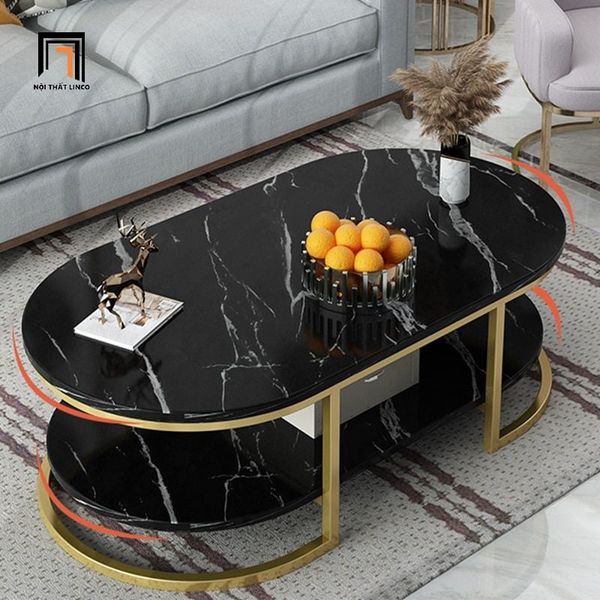 bàn sofa mặt đá oval 2 tầng 1m x 50, bàn trà phòng khách gia đình nhỏ