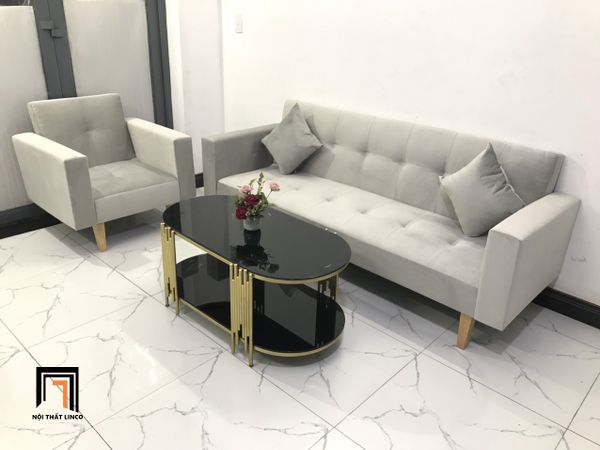 bộ ghế sofa phòng khách giá rẻ vải nhung, combo 2 ghế sofa cho văn phòng màu xám tro