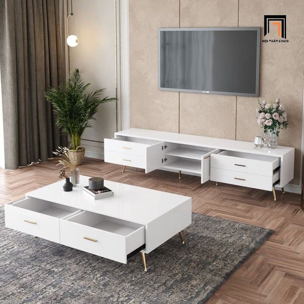 bàn trà mặt đá trắng khung ván gỗ, bàn trà 1m x 50 2 hộc kéo xinh xắn