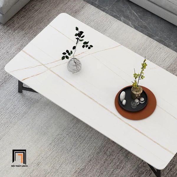 bàn sofa cao cấp mặt đá trắng 2 tầng, bàn trà phòng khách 1m1 x 55 sang trọng